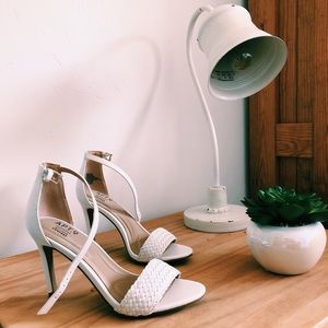 White Ankle Strap Heels